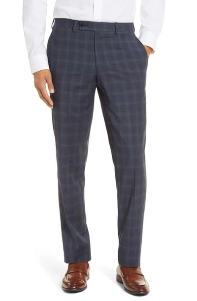 Ted Baker Jefferson Flat Front Wool Dress Pants In Charcoal