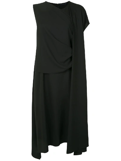Juunj Asymmetric Sleeve Dress In Black