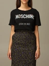 MOSCHINO COUTURE T-SHIRT WITH MIRRORED LOGO,11443350