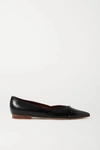 MALONE SOULIERS COLETTE PATENT-TRIMMED LEATHER POINT-TOE FLATS