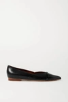 Malone Souliers Colette Patent-trimmed Leather Point-toe Flats In Black