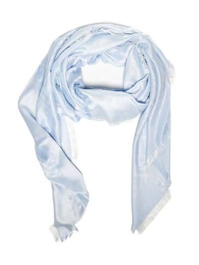 Fendi Logo Print Scarf In Blue