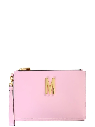 Moschino M Logo Clutch Bag In Pink