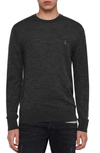 Allsaints Mode Slim Fit Merino Wool Sweater In Cinder Black Mouline