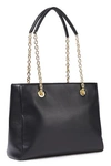 LOVE MOSCHINO BOW-EMBELLISHED FAUX LEATHER TOTE,3074457345622698628