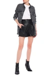 MUUBAA DONAN BELTED PLEATED LEATHER SHORTS,3074457345623221184