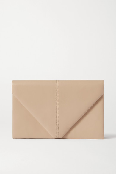 cream leather clutch bag
