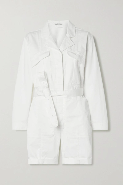 Alex Mill Expedition Belted Cotton-blend Poplin Playsuit In White