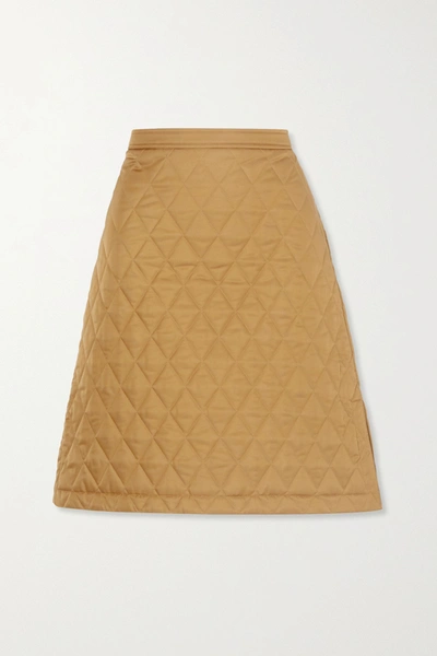 Burberry Quilted High-rise Twill Skirt In Camel