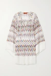 MISSONI MARE FRINGED METALLIC CROCHET-KNIT KAFTAN