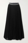 CHRISTOPHER KANE CRYSTAL-EMBELLISHED PLEATED CREPE MIDI SKIRT