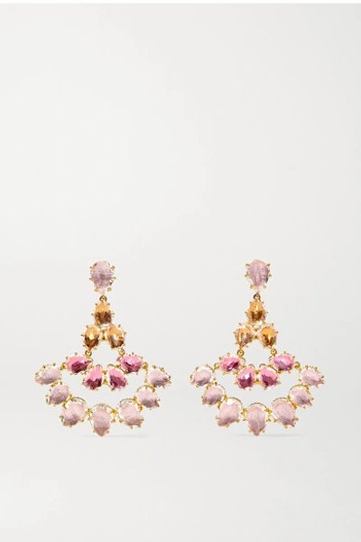 Larkspur & Hawk Caterina Fan 18-karat Gold-dipped Quartz Earrings