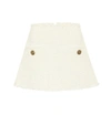 Balmain White Tweed Trapeze Miniskirt In White