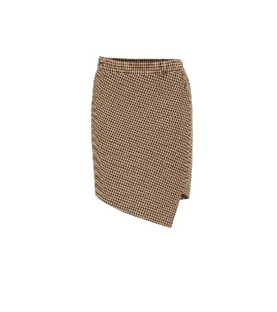 Balenciaga Houndstooth Wool-blend Miniskirt In Brown
