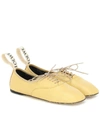 Loewe 10mm Soft Leather Lace-up Derby Flats In Light Yellow