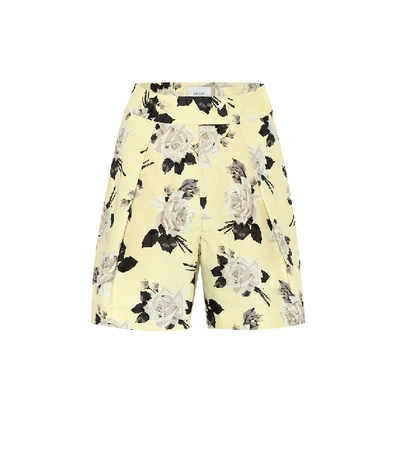 Erdem Howard Floral-print Cotton-faille Shorts In Light Yellow
