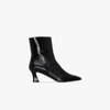 LVIR BLACK 65 SLANTED HEEL LEATHER ANKLE BOOTS,LV20FSE0315159466