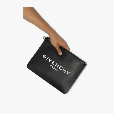 Givenchy Black Leather Clutch In Grey