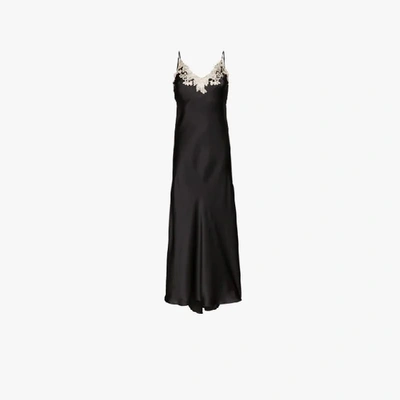 La Perla Maison Lace Trim Silk Nightdress In Black