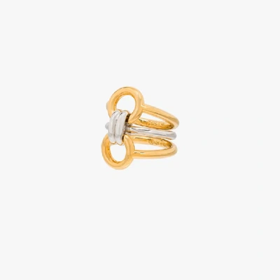 Charlotte Chesnais Sterling Silver Tryptich Triple Ring In Gold