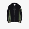 Sacai Navy & Khaki Sponge Sweat Ma-1 Zip-up Hoodie In Blue