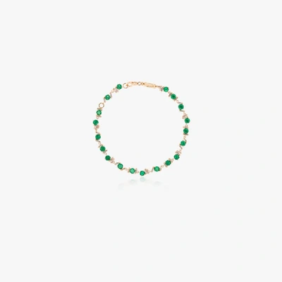 Suzanne Kalan Yellow Gold, Diamond And Emerald One Of A Kind Tennis Bracelet In Yellow Gold/green