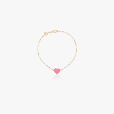 Alison Lou 14kt Yellow Gold Heart Bracelet In Pink