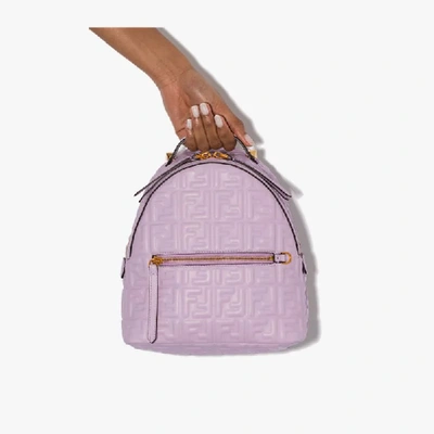 Fendi Pink Embossed Ff Logo Leather Backpack