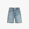 AGOLDE BLUE RUMI FRAYED DENIM SHORTS,A12081114849969