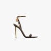 TOM FORD GOLD 105 PADLOCK SNAKE EFFECT LEATHER SANDALS