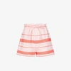 LEMLEM ORANGE JEMARI TIE WAIST STRIPED SHORTS,HSW200615104725