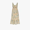 CHLOÉ BROWN FLORAL TIERED MIDI DRESS,C20ARO0732215253231