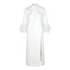 16ARLINGTON FUJIKO WHITE FEATHER-TRIMMED MIDI DRESS,3872858