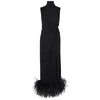 16ARLINGTON MAIKA BLACK FEATHER-TRIMMED MIDI DRESS,3873256