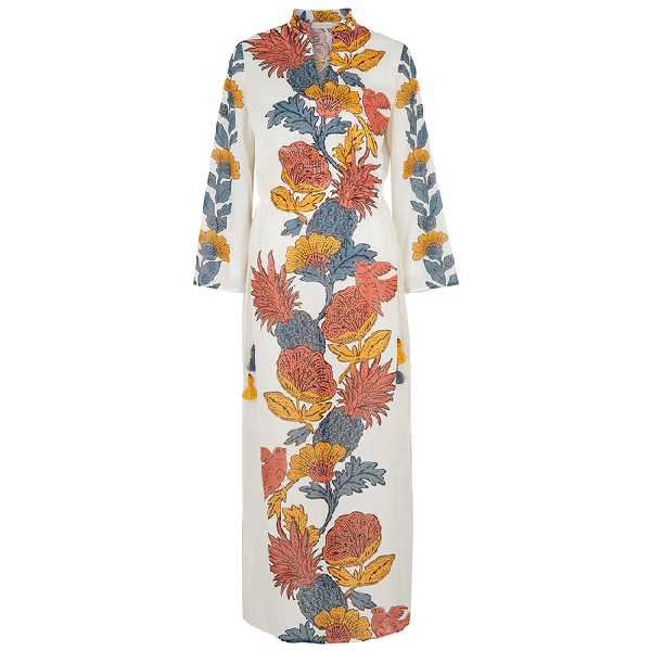 Tory Burch Ivory Printed Cotton Kaftan In Multicoloured | ModeSens