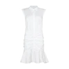 Veronica Beard Bell Ruched Stretch-cotton Poplin Mini Dress In White