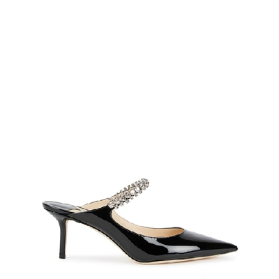 Jimmy Choo Black Pumps With Crystal Strap In Patent Leather Woman In Multi