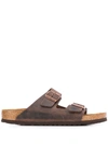 Birkenstock Arizona Bs Leather Slides In Brown