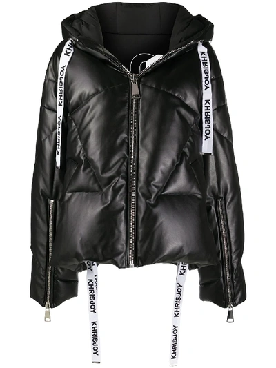 Khrisjoy Logo Drawstring Coat In Black