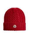 MONCLER MONCLER LOGO PATCH RIBBED KNIT BEANIE