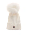 Moncler Logo-patch Ribbed-knit Beanie In White