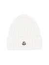 Moncler Ribbed-knit Logo-patch Virgin Wool Beanie In White