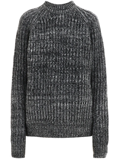 Plan C Melange Gray Pullover In Black