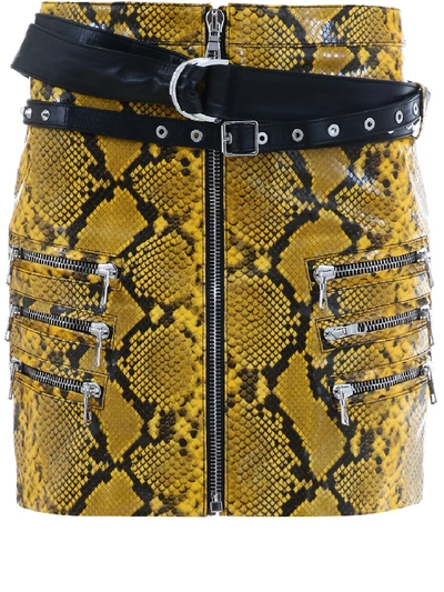 BEN TAVERNITI UNRAVEL PROJECT YELLOW PYTHON LEATHER SKIRT,1911861