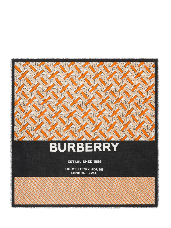 Burberry Monogram Cashmere Scarf In Orange | ModeSens
