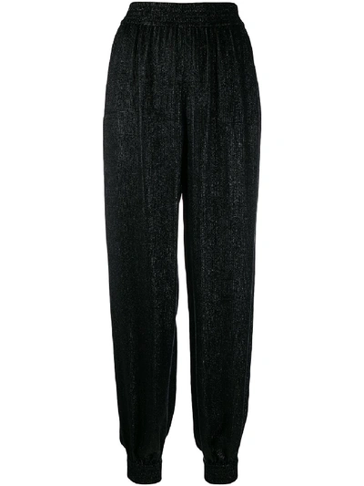 Saint Laurent Lamè Knitted Trousers In Black