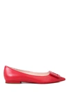 Roger Vivier Gommettine Patent Ballet Flats With Tonal Buckle In Red