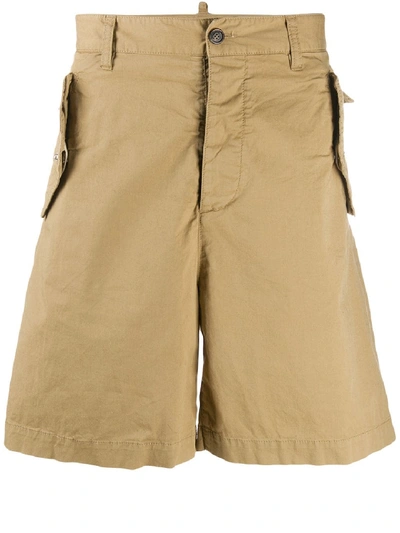 Dsquared2 Stretch Cotton Shorts In Beige