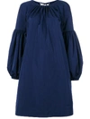 Calvin Klein 205w39nyc Ruched Sleeve Taffeta Dress In Blue