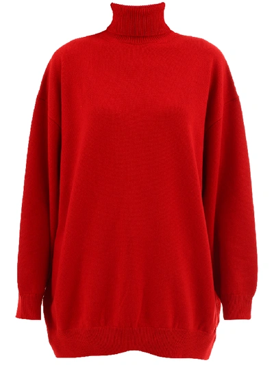 Balenciaga Oversized Ribbed-knit Turtleneck Sweater In Red